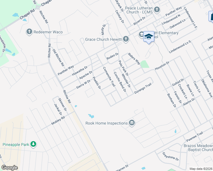 map of restaurants, bars, coffee shops, grocery stores, and more near 10317 Eagle Mountain Drive in Waco