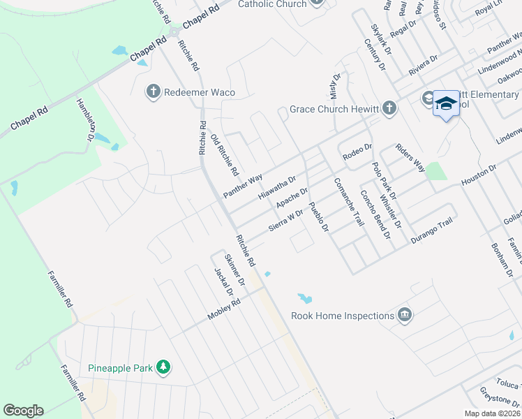 map of restaurants, bars, coffee shops, grocery stores, and more near 10708 Hiawatha Drive in Waco