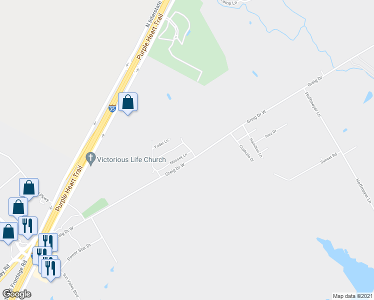 map of restaurants, bars, coffee shops, grocery stores, and more near 2500 Massey Lane in Robinson