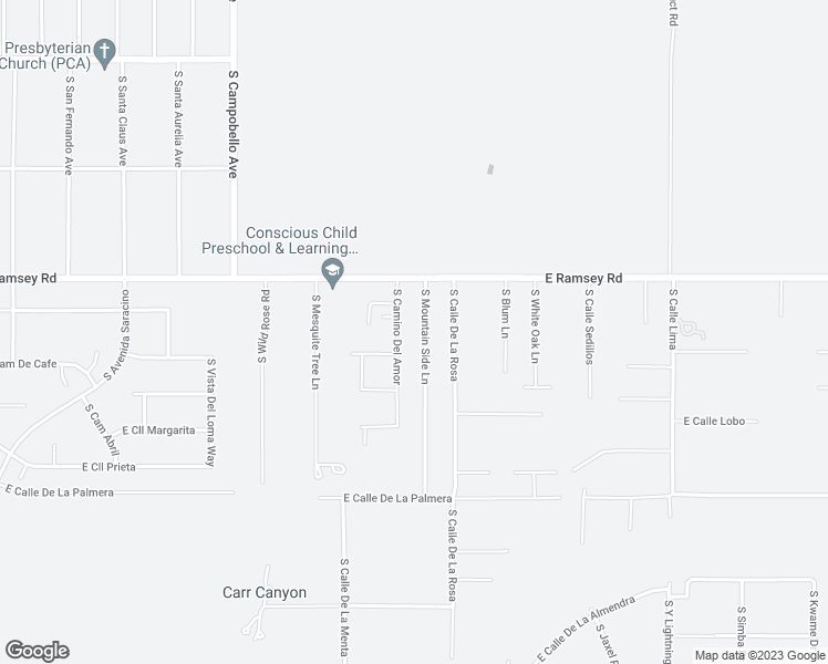 map of restaurants, bars, coffee shops, grocery stores, and more near 5710 South Mountain Side Lane in Hereford