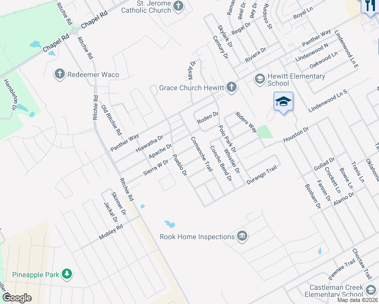 map of restaurants, bars, coffee shops, grocery stores, and more near 10320 Sierra West Drive in Waco