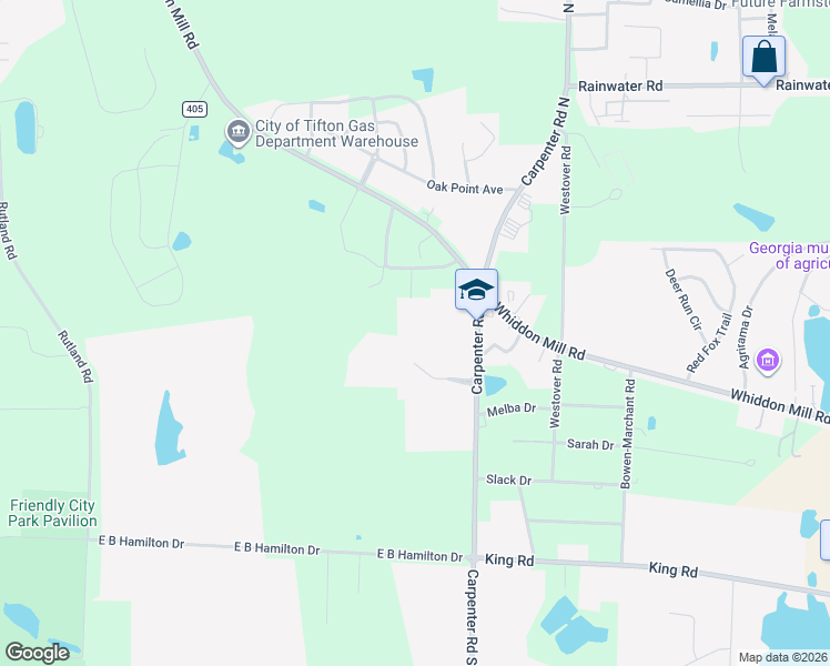 map of restaurants, bars, coffee shops, grocery stores, and more near 1480-1482 Carpenter Road South in Tifton