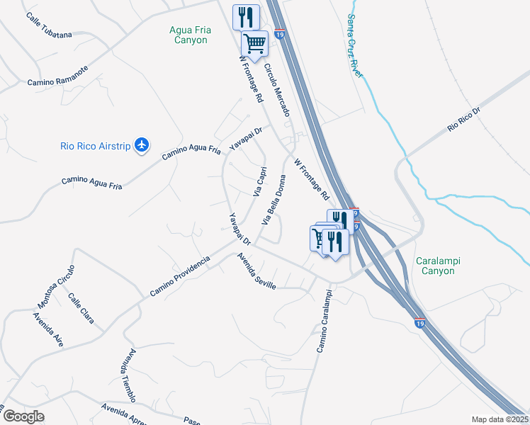 map of restaurants, bars, coffee shops, grocery stores, and more near 318 Via Bella Donna in Rio Rico