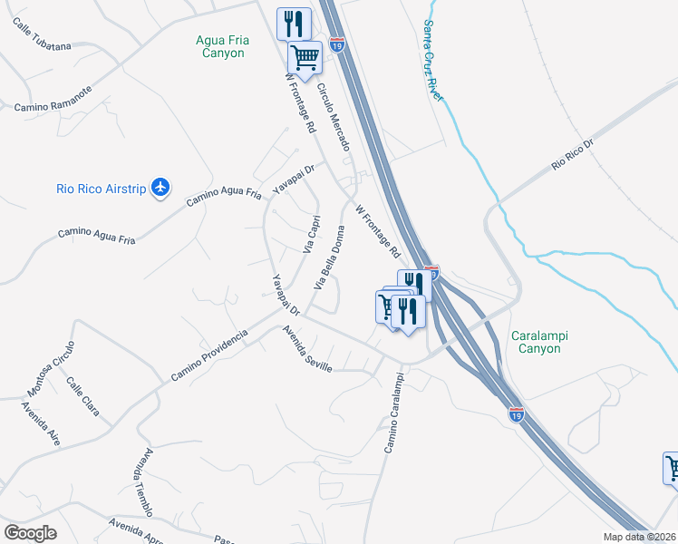 map of restaurants, bars, coffee shops, grocery stores, and more near 314 Circulo Bellagio in Rio Rico