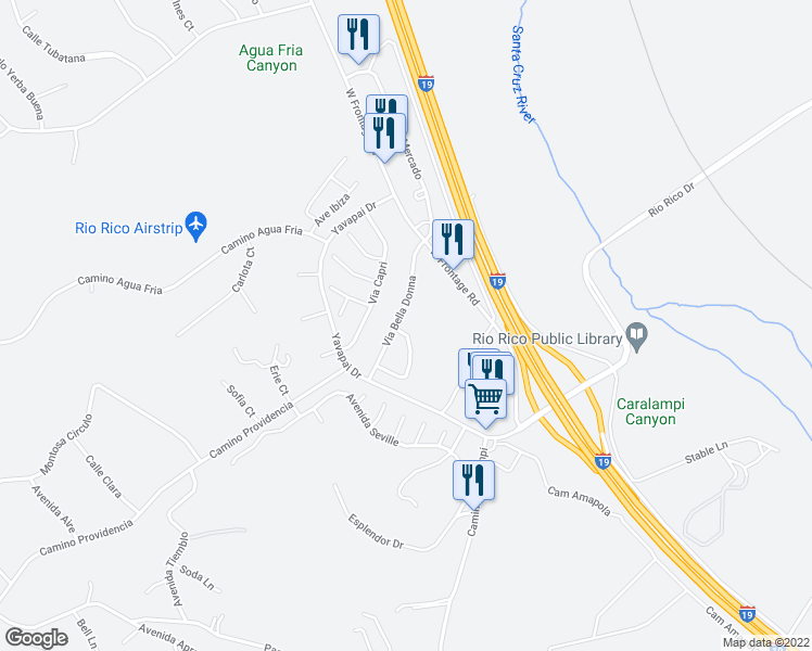 map of restaurants, bars, coffee shops, grocery stores, and more near 314 Circulo Bellagio in Rio Rico