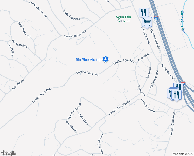 map of restaurants, bars, coffee shops, grocery stores, and more near 448 Carlota Court in Rio Rico