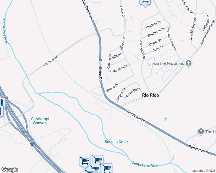 map of restaurants, bars, coffee shops, grocery stores, and more near 364 Willow Drive in Rio Rico