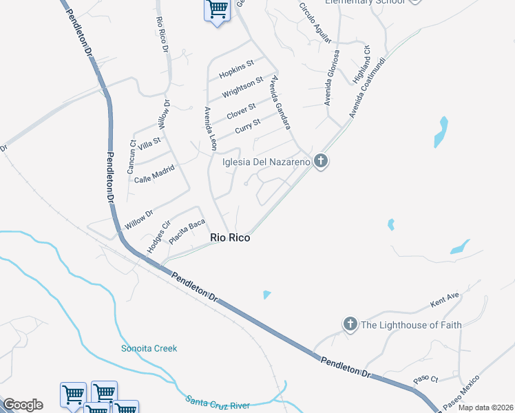 map of restaurants, bars, coffee shops, grocery stores, and more near 1181 Circulo Canario in Rio Rico
