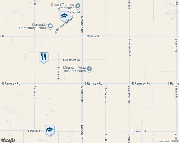 map of restaurants, bars, coffee shops, grocery stores, and more near 5499 South Moson Road in Sierra Vista