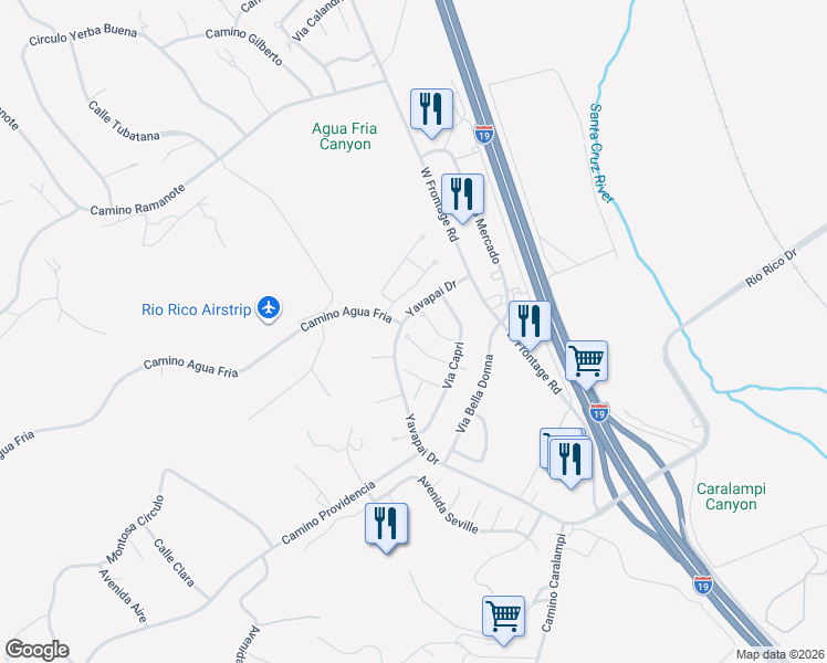 map of restaurants, bars, coffee shops, grocery stores, and more near 1095 Sicomoro Corte in Rio Rico