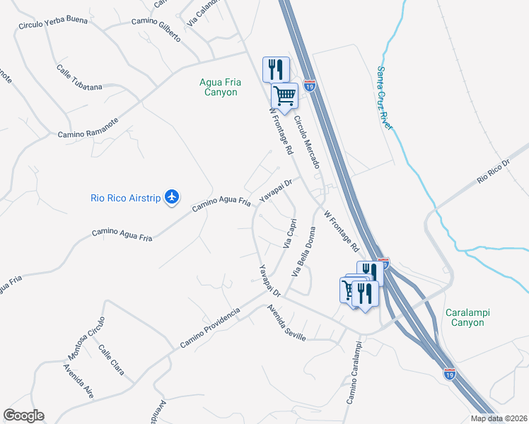 map of restaurants, bars, coffee shops, grocery stores, and more near 1095 Sicomoro Corte in Rio Rico