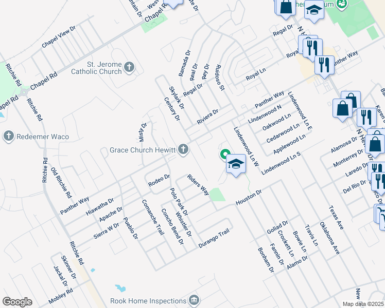 map of restaurants, bars, coffee shops, grocery stores, and more near 2421 Tigua Ct in Woodway