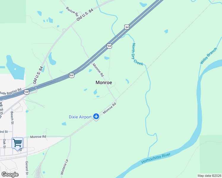 map of restaurants, bars, coffee shops, grocery stores, and more near Monroe Road in Meadville