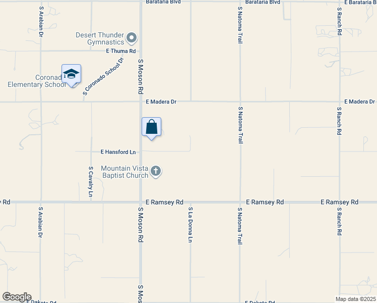map of restaurants, bars, coffee shops, grocery stores, and more near 7898 East Hansford Lane in Sierra Vista