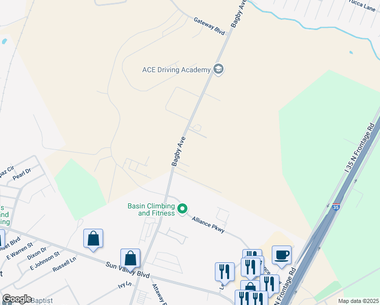map of restaurants, bars, coffee shops, grocery stores, and more near 7501-7575 Bagby Avenue in Woodway