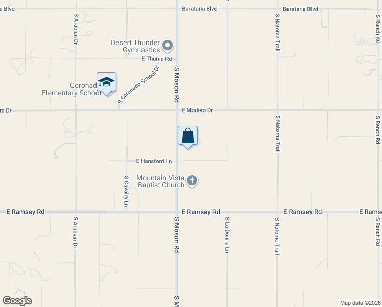 map of restaurants, bars, coffee shops, grocery stores, and more near 5351 South Moson Road in Sierra Vista
