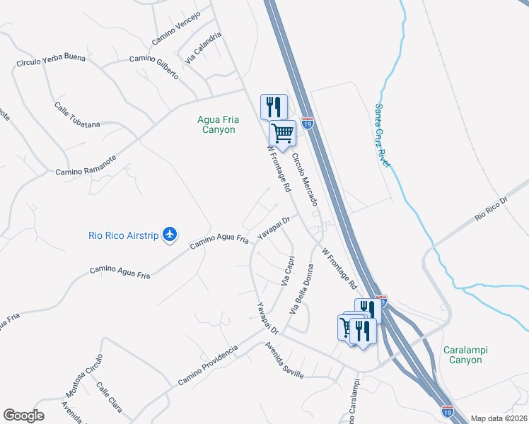 map of restaurants, bars, coffee shops, grocery stores, and more near 313 Avenue Ibiza in Rio Rico