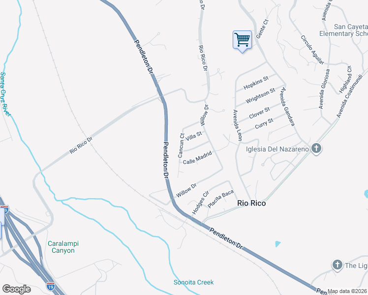 map of restaurants, bars, coffee shops, grocery stores, and more near 397 Cancun Court in Rio Rico