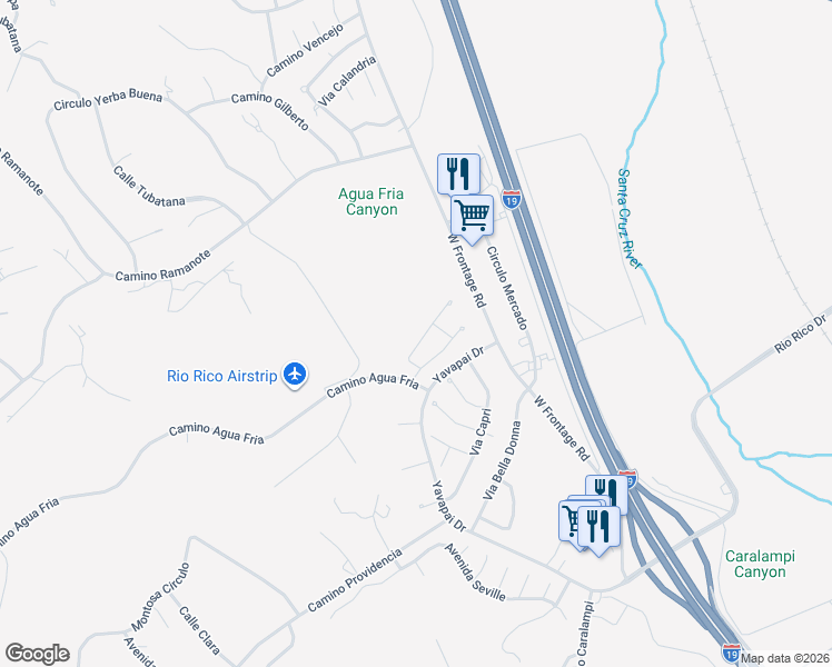 map of restaurants, bars, coffee shops, grocery stores, and more near 1092 Vista De Los Alamos in Rio Rico