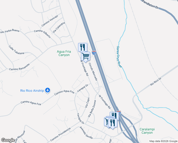 map of restaurants, bars, coffee shops, grocery stores, and more near 1201 West Frontage Road in Rio Rico