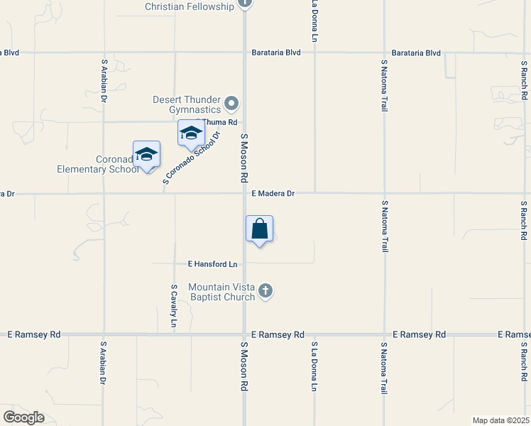map of restaurants, bars, coffee shops, grocery stores, and more near 5253 South Moson Road in Sierra Vista