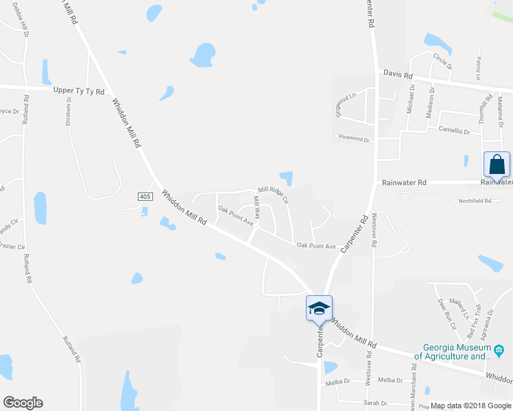 map of restaurants, bars, coffee shops, grocery stores, and more near Rolling Wood Drive in Tifton