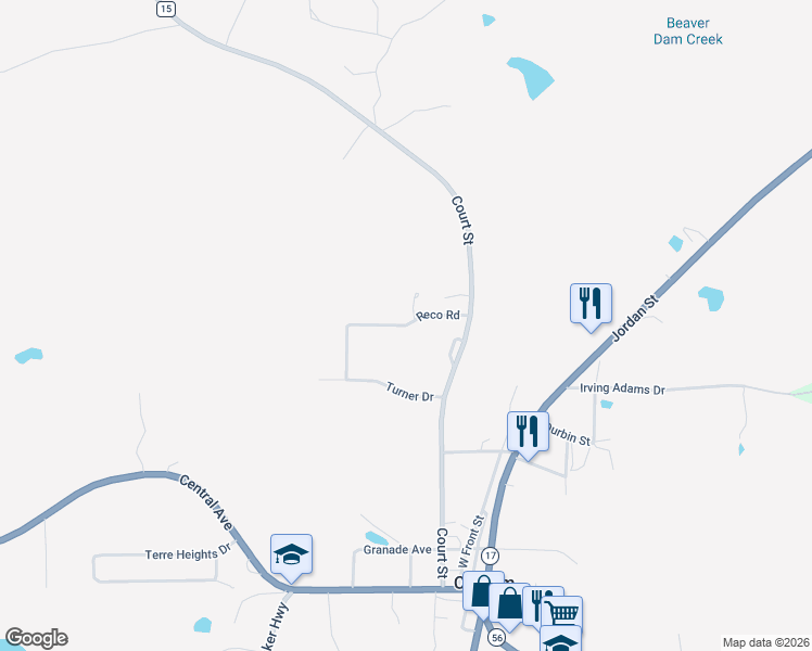 map of restaurants, bars, coffee shops, grocery stores, and more near Reco Road in Chatom
