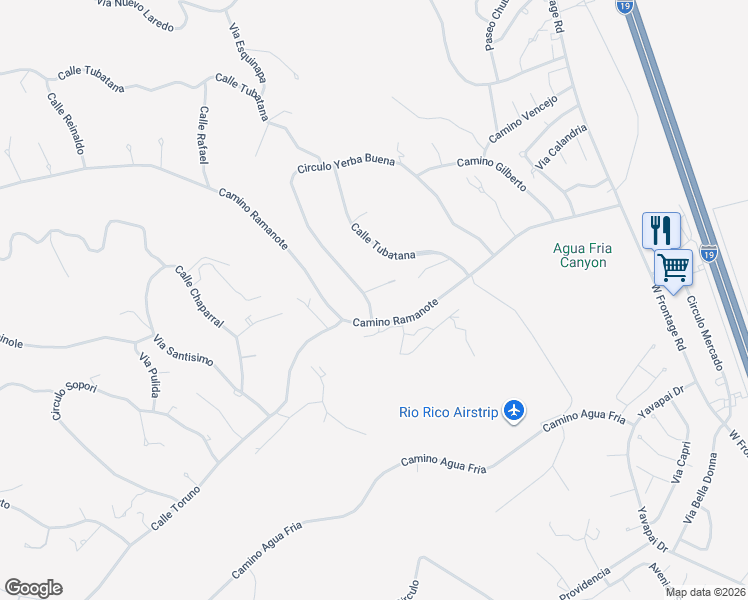 map of restaurants, bars, coffee shops, grocery stores, and more near 1272 Circulo Yerba Buena in Rio Rico