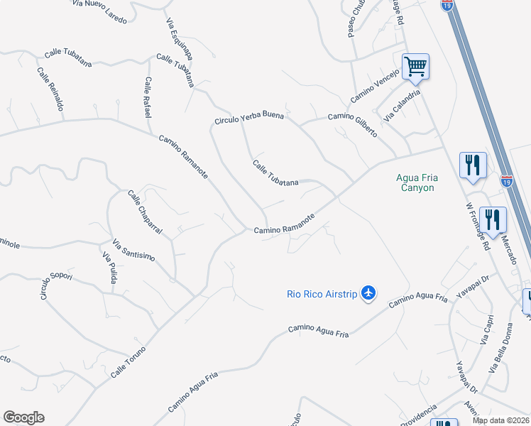 map of restaurants, bars, coffee shops, grocery stores, and more near 1272 Circulo Yerba Buena in Rio Rico