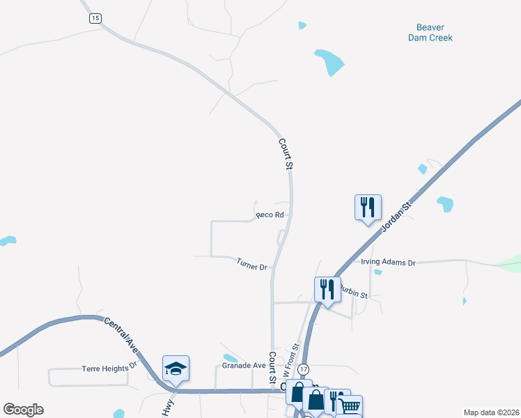 map of restaurants, bars, coffee shops, grocery stores, and more near 100 Reco Road in Chatom