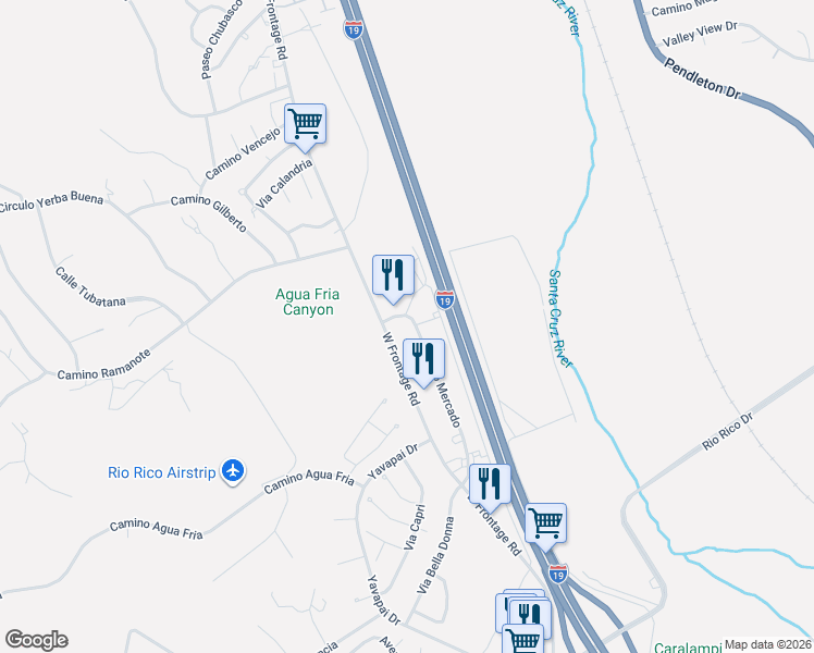 map of restaurants, bars, coffee shops, grocery stores, and more near 1168 Circulo Mercado in Nogales