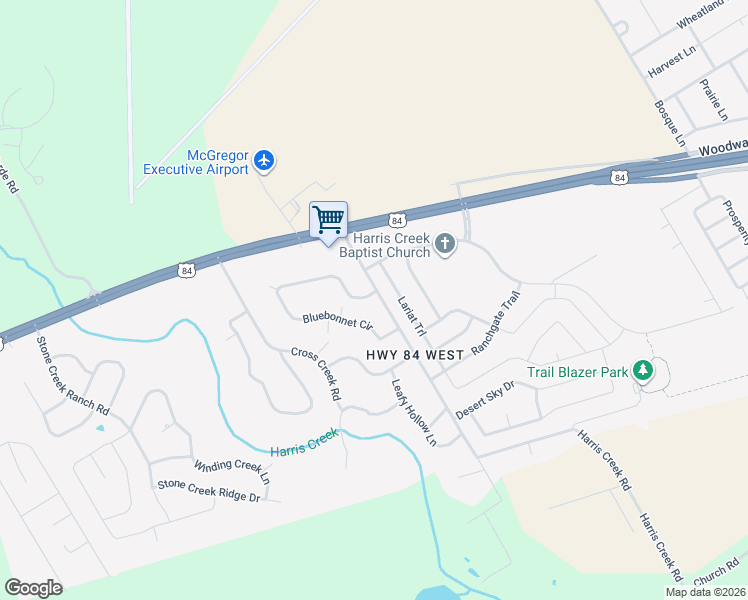 map of restaurants, bars, coffee shops, grocery stores, and more near 335 Harris Creek Road in McGregor