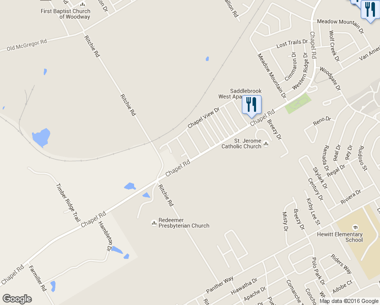 map of restaurants, bars, coffee shops, grocery stores, and more near 1404 Limestone Trail in Waco