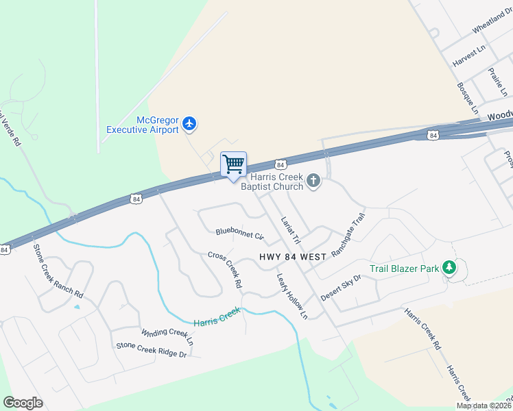 map of restaurants, bars, coffee shops, grocery stores, and more near 335 Harris Creek Rd in McGregor