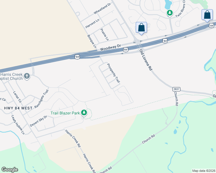 map of restaurants, bars, coffee shops, grocery stores, and more near 504 Prosperity Trail in McGregor