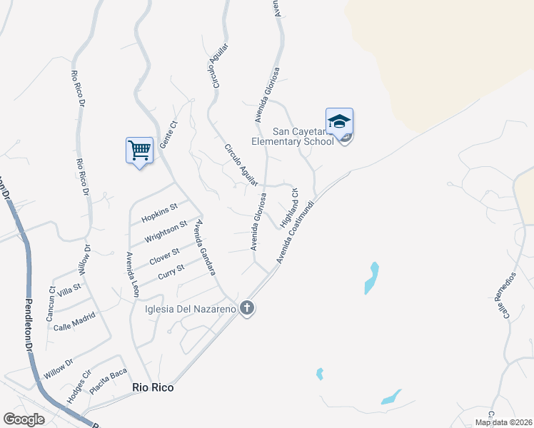 map of restaurants, bars, coffee shops, grocery stores, and more near Highland Cir in Rio Rico