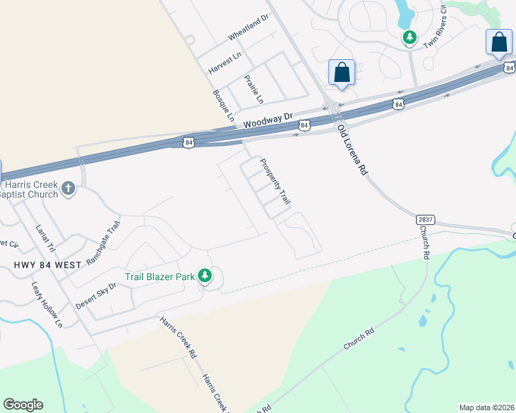 map of restaurants, bars, coffee shops, grocery stores, and more near 500 Prosperity Trail in McGregor