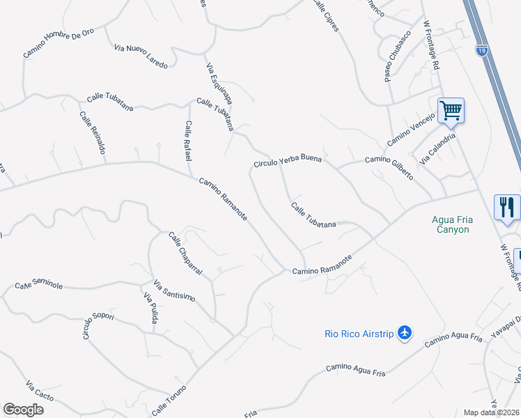 map of restaurants, bars, coffee shops, grocery stores, and more near 1263 Circulo Yerba Buena in Rio Rico