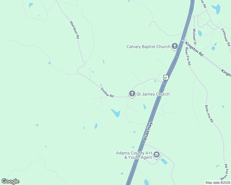 map of restaurants, bars, coffee shops, grocery stores, and more near 45 Dunbar Road in Natchez