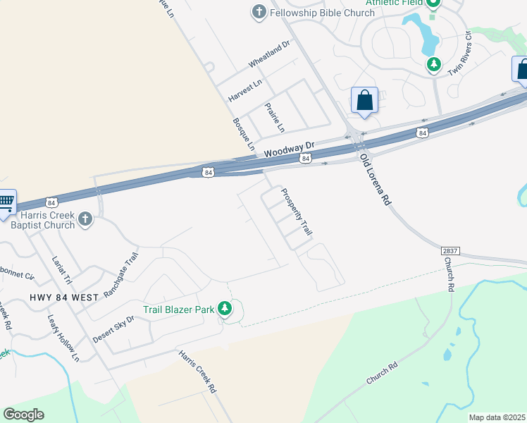 map of restaurants, bars, coffee shops, grocery stores, and more near 300 Prosperity Trail in McGregor