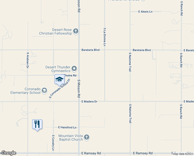 map of restaurants, bars, coffee shops, grocery stores, and more near 5018 South La Donna Lane in Sierra Vista