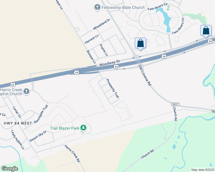 map of restaurants, bars, coffee shops, grocery stores, and more near 1210 Sironia Trail in McGregor