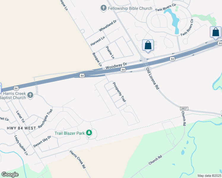 map of restaurants, bars, coffee shops, grocery stores, and more near 1203 Maverick Trail in McGregor