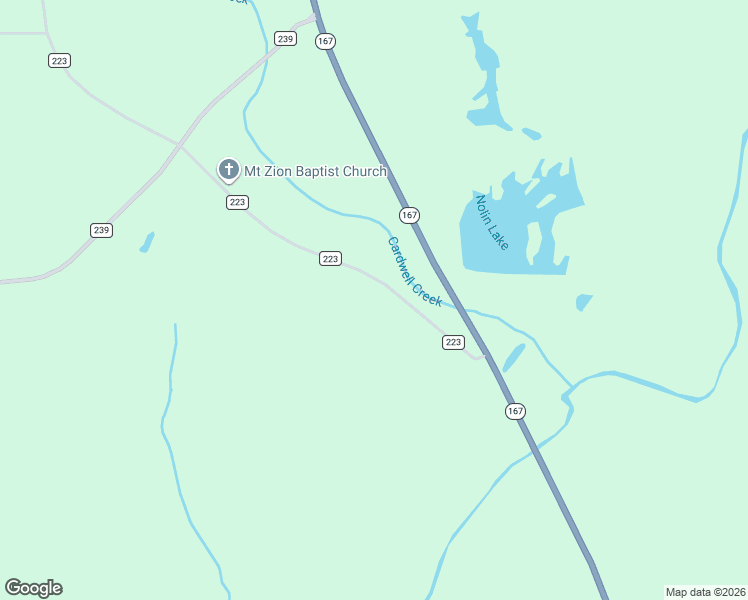 map of restaurants, bars, coffee shops, grocery stores, and more near County Road 223 in New Brockton