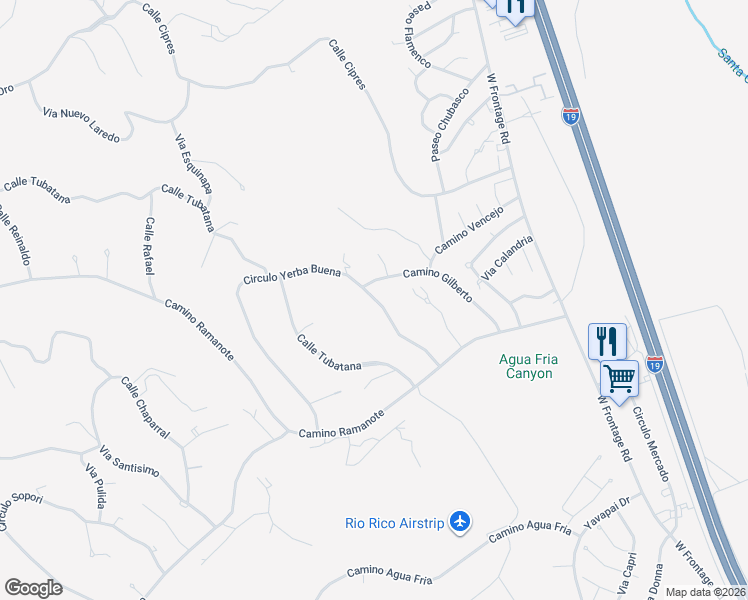 map of restaurants, bars, coffee shops, grocery stores, and more near 1219 Circulo Yerba Buena in Rio Rico