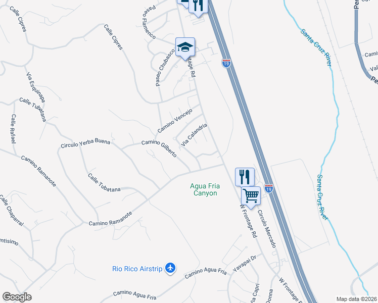 map of restaurants, bars, coffee shops, grocery stores, and more near 1231 Calle Picogordo in Rio Rico