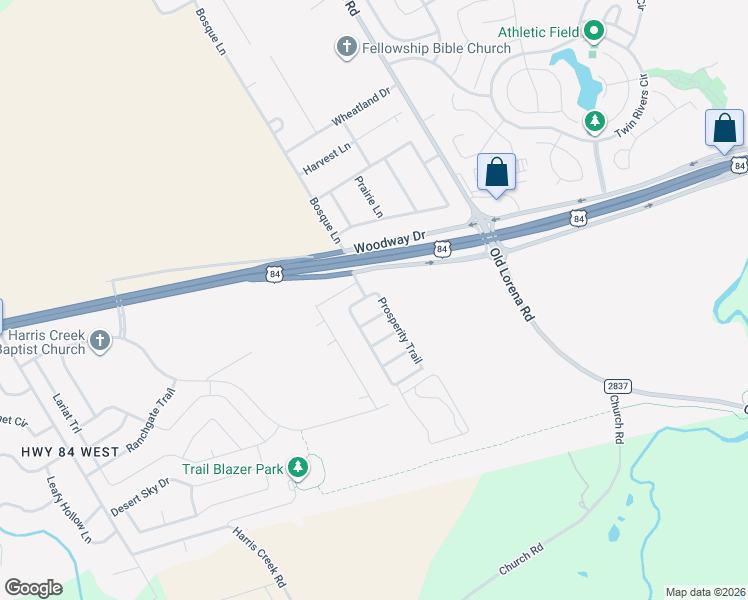 map of restaurants, bars, coffee shops, grocery stores, and more near 103 Prosperity Trail in McGregor
