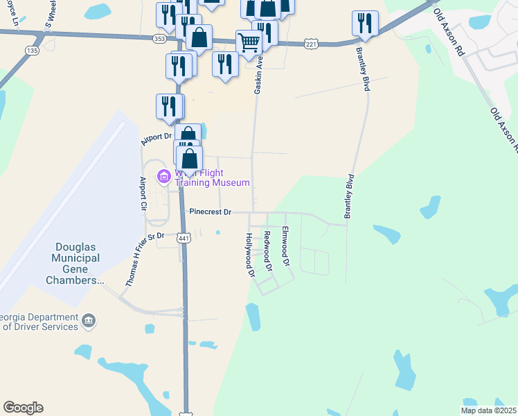 map of restaurants, bars, coffee shops, grocery stores, and more near 1746 Gaskin Avenue South in Douglas