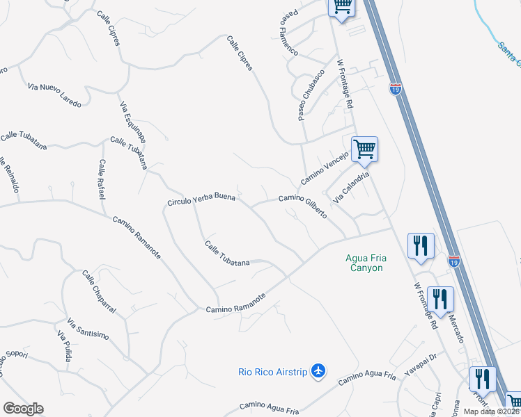 map of restaurants, bars, coffee shops, grocery stores, and more near 1219 Circulo Yerba Buena in Rio Rico