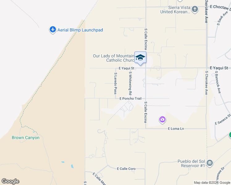 map of restaurants, bars, coffee shops, grocery stores, and more near 4957 South Laredo Pass in Sierra Vista